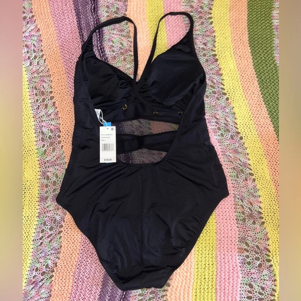 NWT | BLEU ROD BEATTIE Black One Piece Swimsuit Size Large